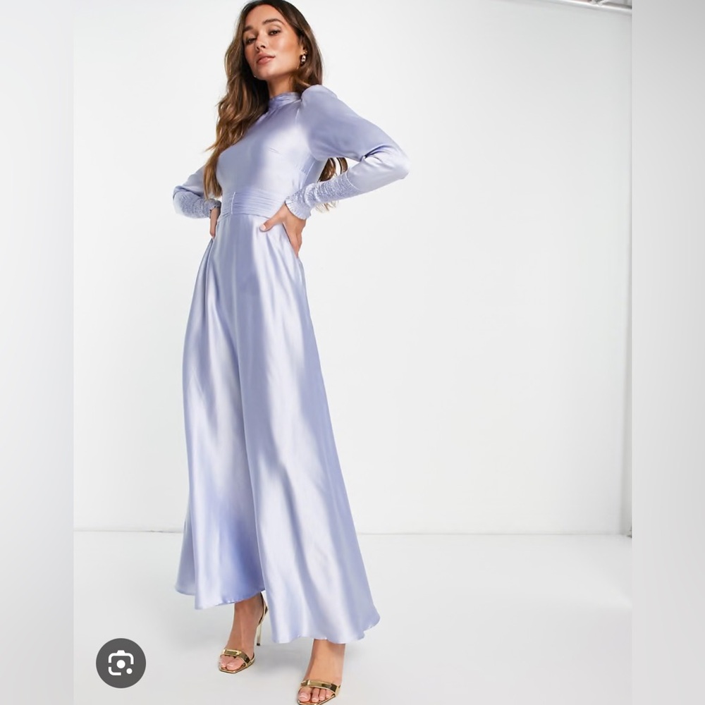 ASOS DESIGN long sleeve satin maxi dress